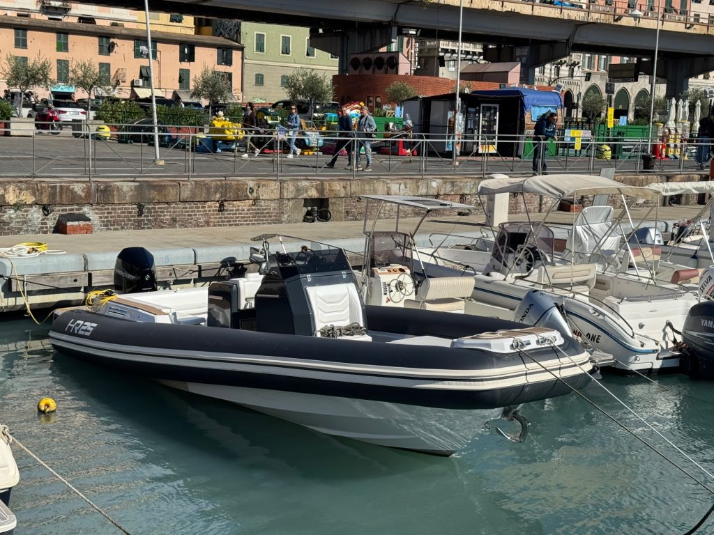 Halma RIB 25 in the marina of Genoa